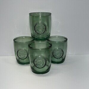 4 - 100% Authentic Recycled Glass Old Fashioned Green Low Ball Glasses